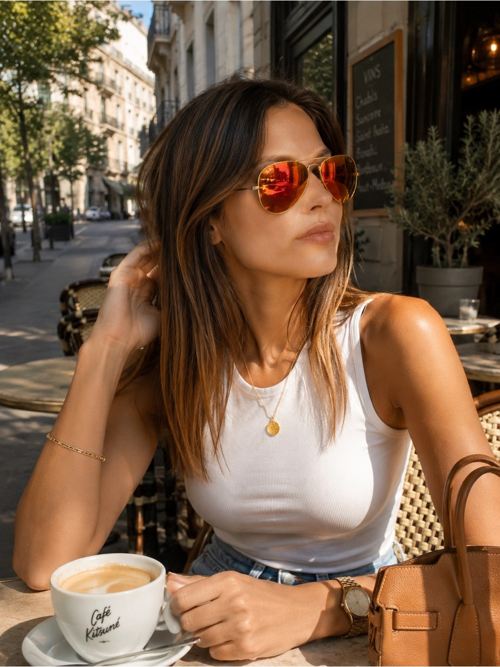 Ray-Ban Gold Frame Sunglasses with Red-Orange Mirrored Lenses